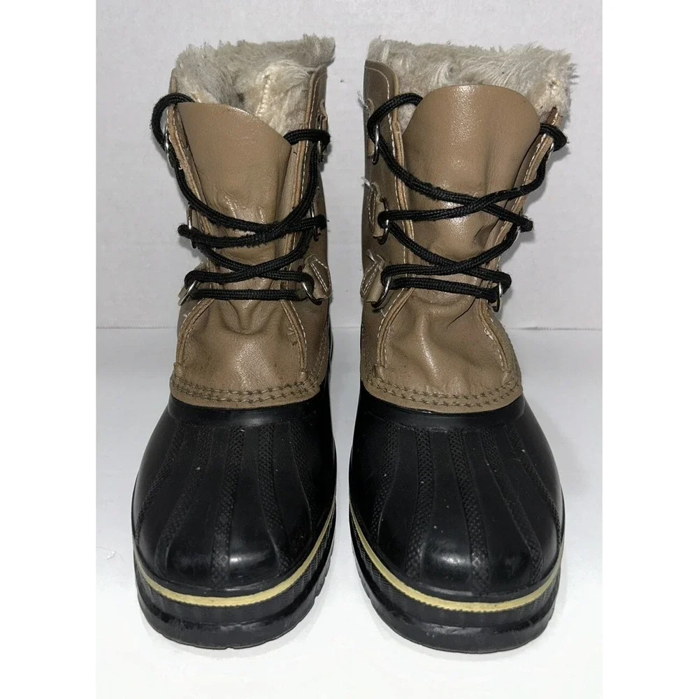 Ram Sorel Women's boots Size 5 Tan Fur Trim Water Resistant Winter Wool‎ Lined